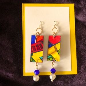 Handcrafted earrings from original art by seller
